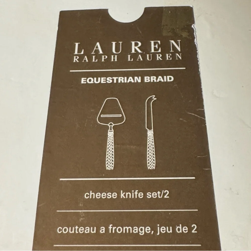Lauren Ralph Lauren Equestrian Braid 2 piece cheese knife set New in box